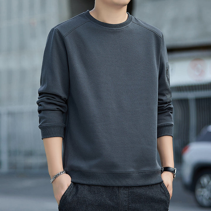 Men's Minimalist Sweatshirt with Raglan Sleeves and Zipper Arm Pocket Mune Fashion