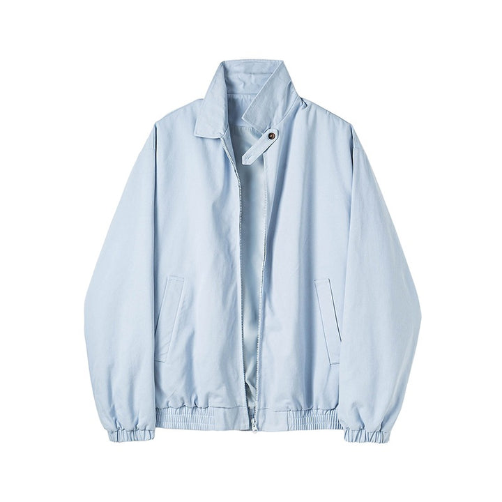 Men's Minimalist Harrington Transitional Jacket with Stand-up Collar, Chin Guard Strap and Elastic Hem Mune Fashion