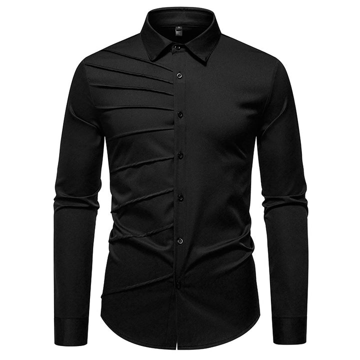 Men's Tailored Business Shirt with Diagonal Pleat Design Mune Fashion