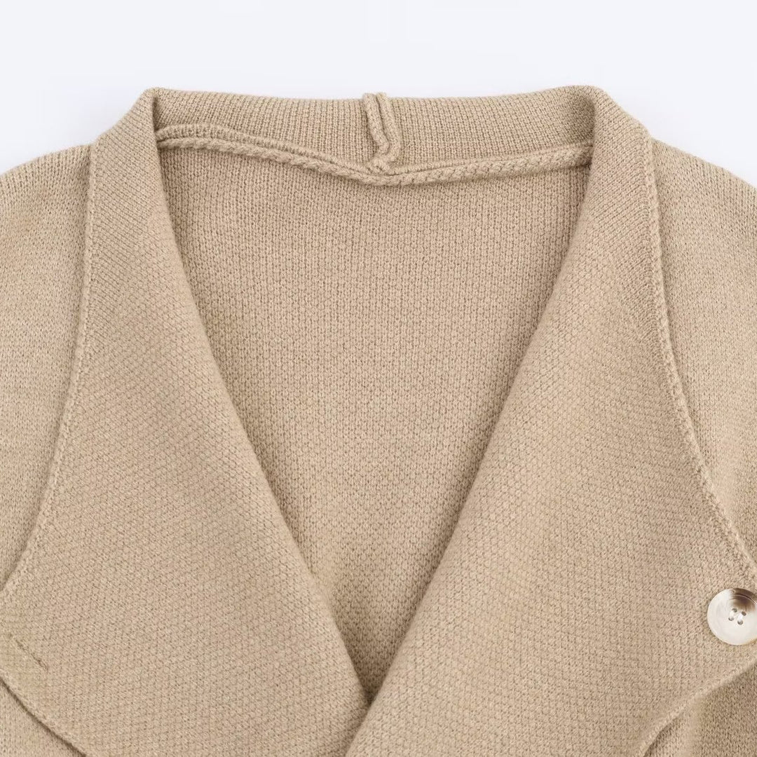 Women's Two-Piece Fine Knit Set with Shawl Collar Cardigan and High-Waist Wide Leg Pants Mune Fashion