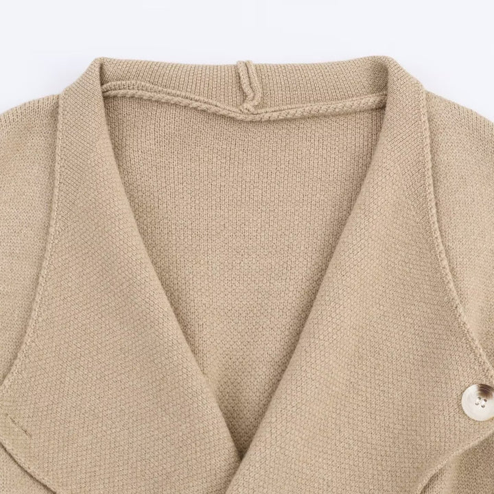 Women's Two-Piece Fine Knit Set with Shawl Collar Cardigan and High-Waist Wide Leg Pants Mune Fashion