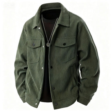 Men's cord jacket in the classic work jacket style with snap buttons and chest pockets Mune Fashion