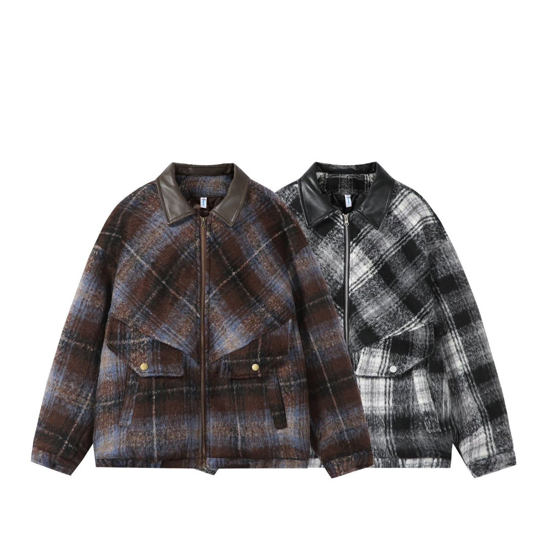 Unisex Boxy-Short Blouson in Overshirt Style with Faux Leather Collar and Flap Pockets Mune Fashion