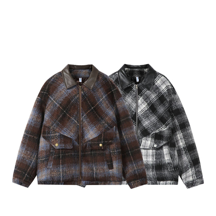 Unisex Boxy-Short Blouson in Overshirt Style with Faux Leather Collar and Flap Pockets Mune Fashion