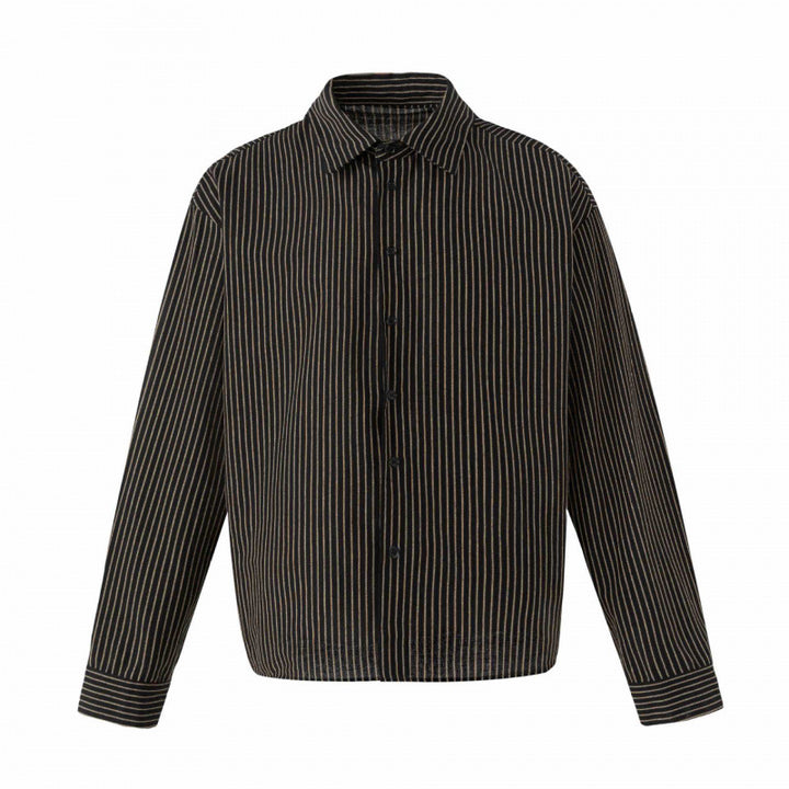 Unisex Oversize Pinstripe Shirt with Boxy Silhouette and Shirt Collar Mune Fashion