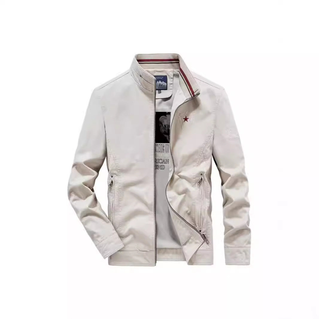 Men's Casual Short Jacket in Harrington Style with Stand Collar and Inner Pocket Mune Fashion