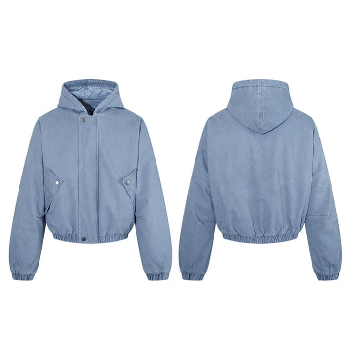 Women short cropped boxy hoodie jacket with quilted hood lining, patch pockets and elastic hem Mune Fashion