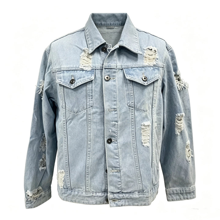 Men's Stylish Denim Jacket with Destroyed Details Mune Fashion