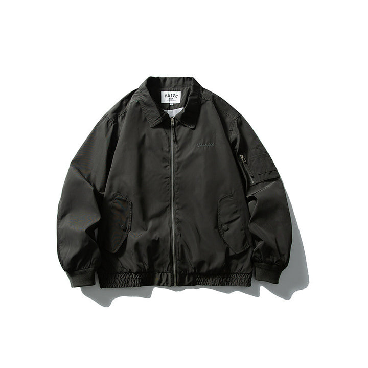 Men's Lightweight Utility Zip Jacket with Zipper, Arm Pocket and Elastic Hem Mune Fashion