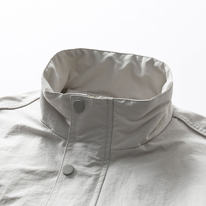 Men's oversized utility jacket with concealed zip placket and elastic hem Mune Fashion