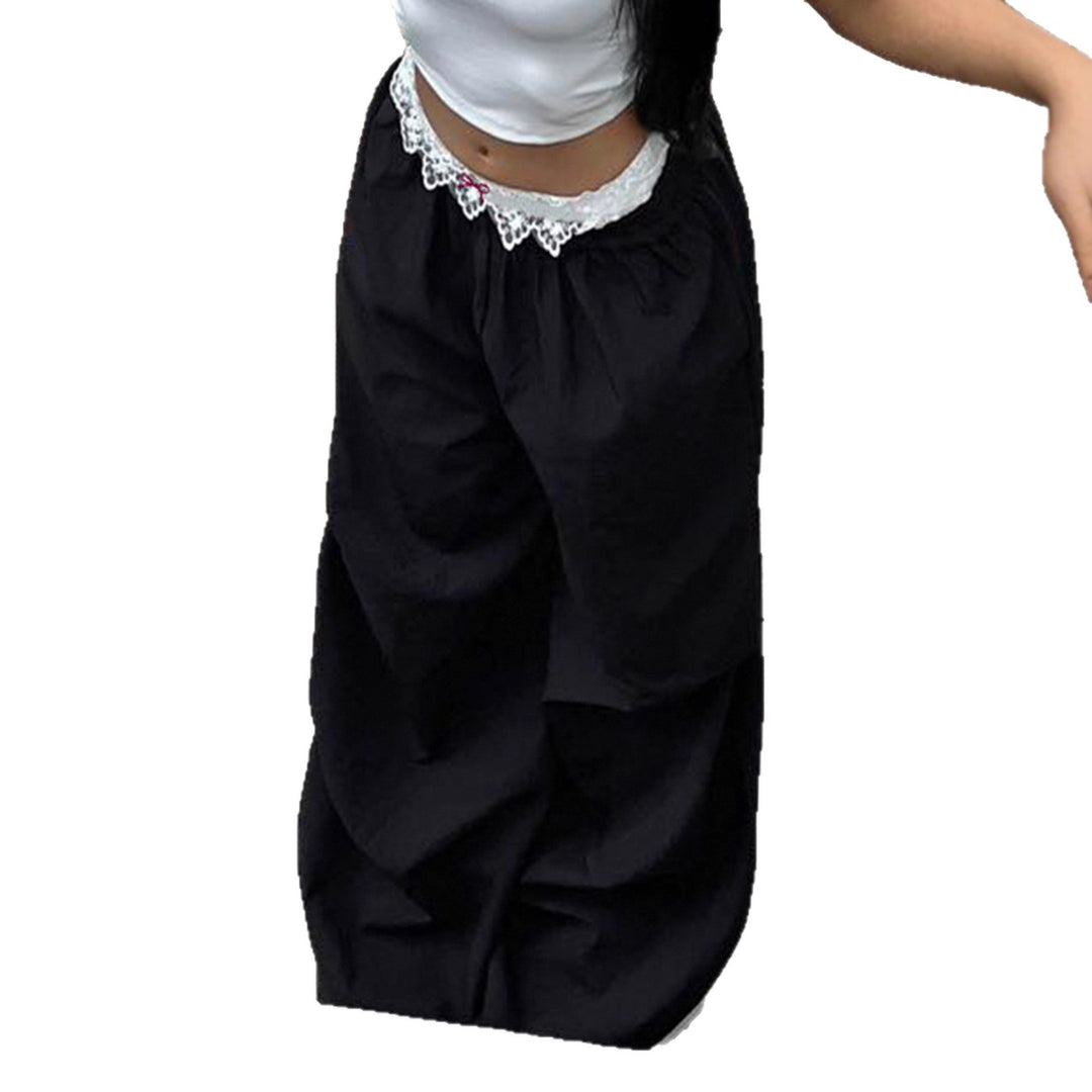 Women’s loungewear sleep pants with layered ruffles, elastic lace waistband, and wide leg Mune Fashion