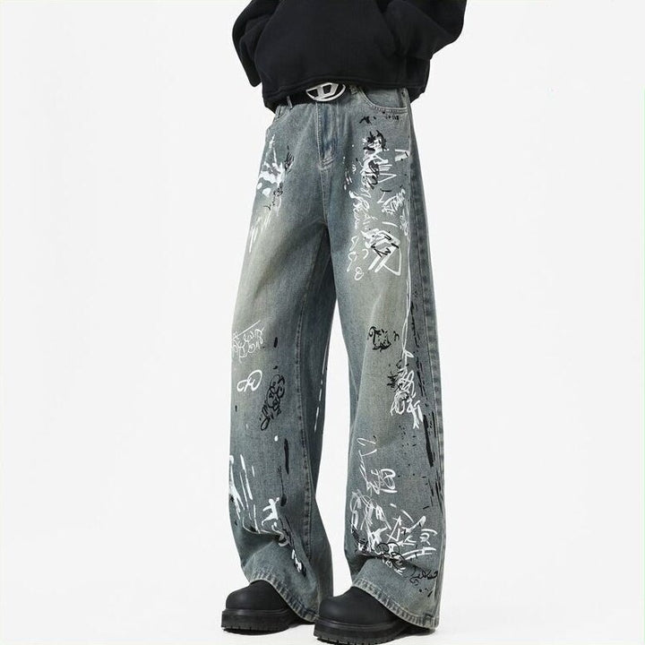 Women's Fashionable Graffiti Jeans Mune Fashion