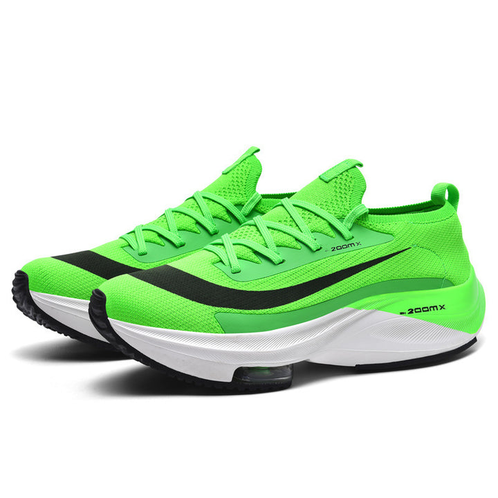 Unisex performance running shoe with sock-like knitted shaft, visible air cushioning, and responsive midsole Mune Fashion