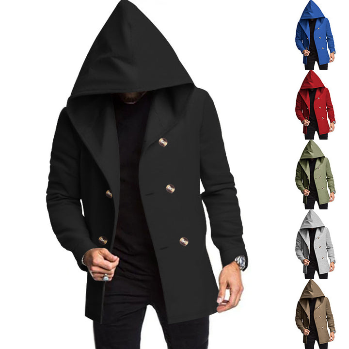 Men's hooded cloak with oversized hood and double-button placket Mune Fashion