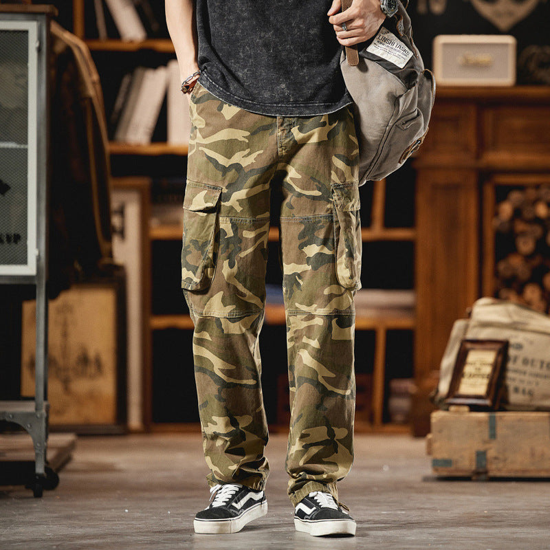 Men's Relaxed-Fit Camouflage Cargo Pants with Side Flap Pockets and Corded Hems Mune Fashion