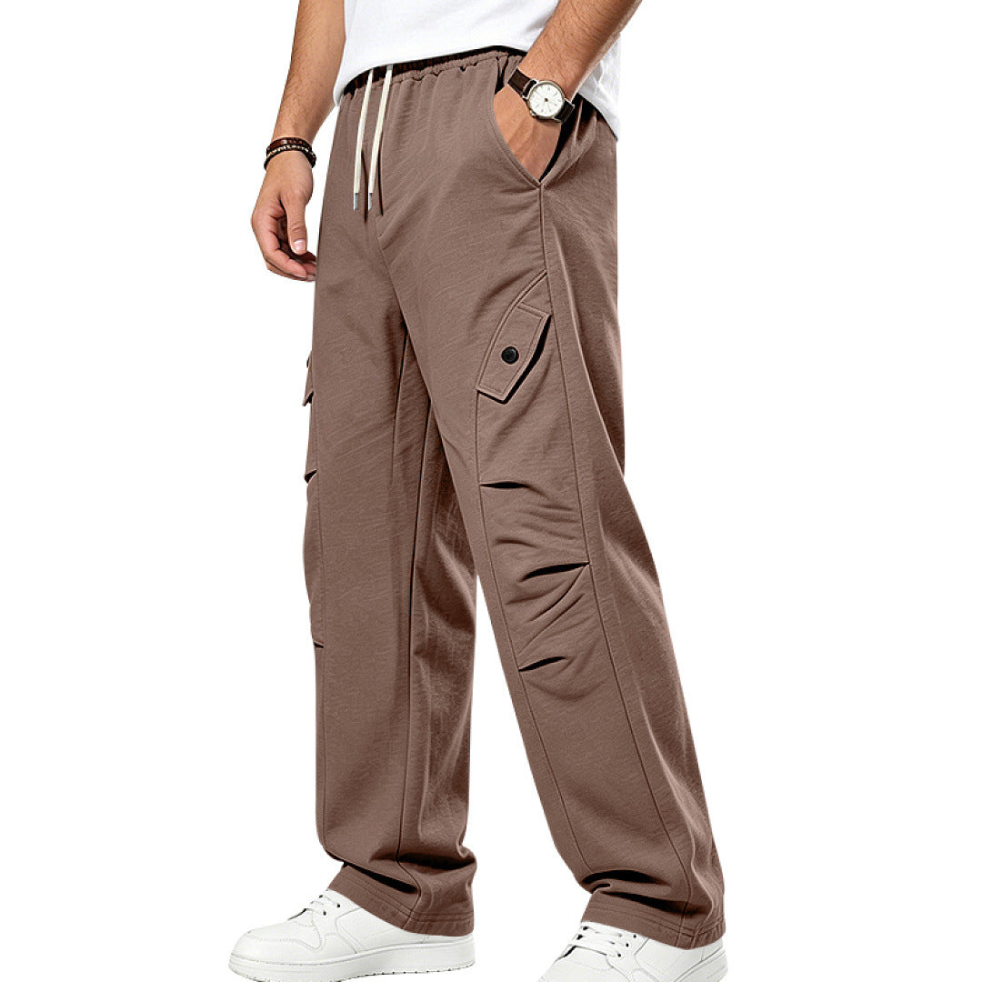 Men's Casual Cargo Joggers with Drawstring and Cut-Out Details Mune Fashion