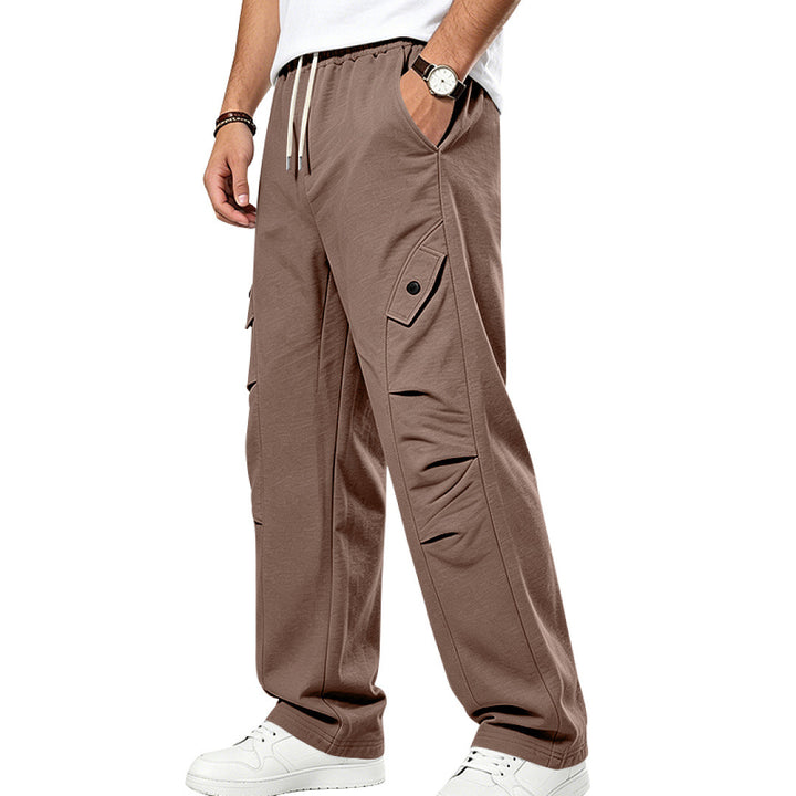 Men's Casual Cargo Joggers with Drawstring and Cut-Out Details Mune Fashion