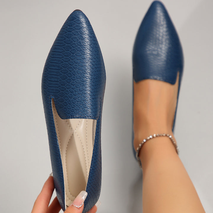Ladies nan flexible wedge loafers with croco embossing and pointed toe Mune Fashion