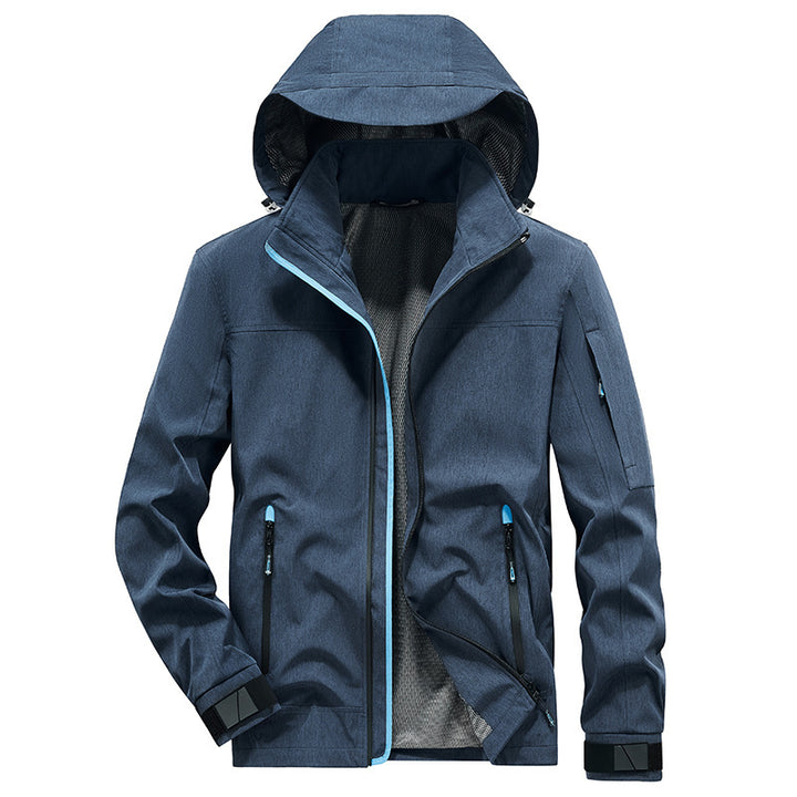 Men's Breathable Softshell Outdoor Jacket with Hood, Welded Seams and Sleeve Pocket Mune Fashion