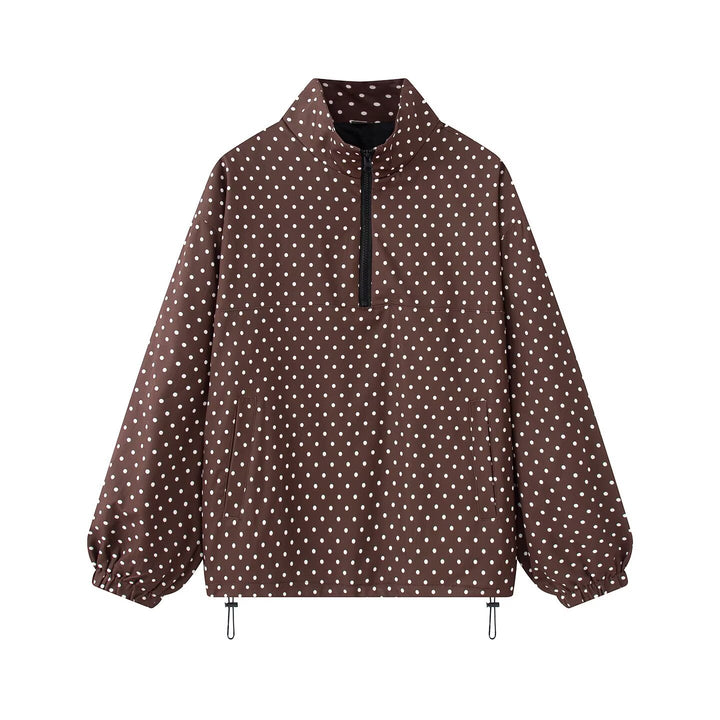 Women's lightweight dotted anorak with half zipper and drawstring Mune Fashion