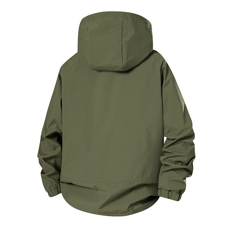 Men's Lightweight Waterproof Functional Jacket with Hood, Multi-Pockets and Raglan Sleeves Mune Fashion