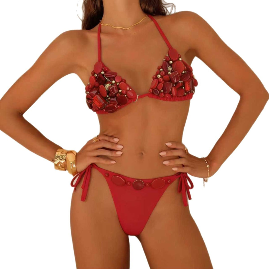 Women's triangle bikini with luxurious appliqués Mune Fashion