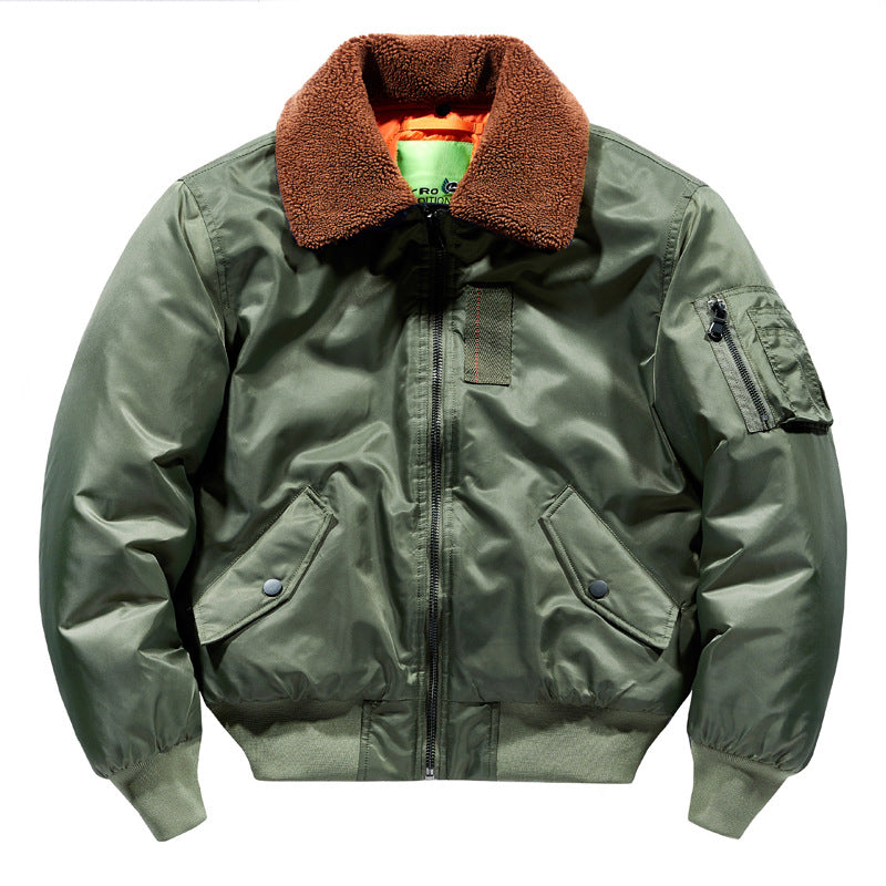 Men's  Sherpa-Collar Insulated Pilot Bomber with Sleeve Utility Pocket Mune Fashion