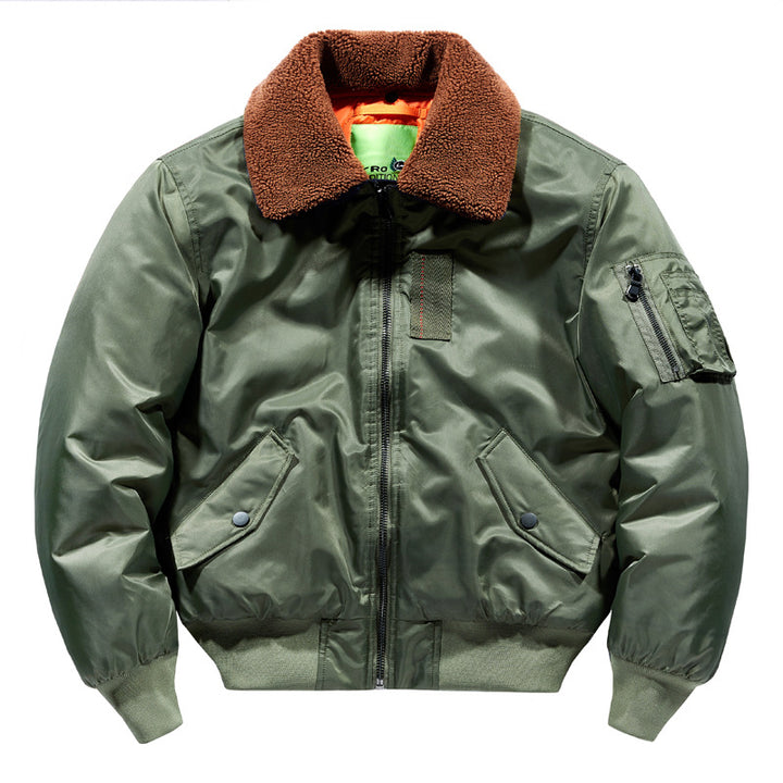Men's  Sherpa-Collar Insulated Pilot Bomber with Sleeve Utility Pocket Mune Fashion