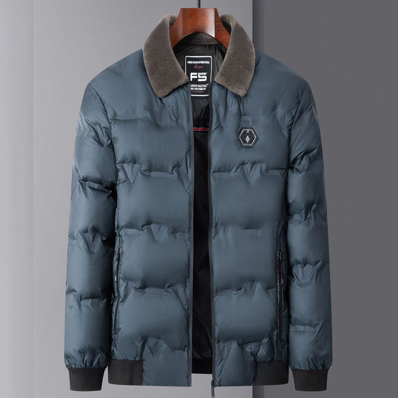 Men's quilted thermal jacket with faux fur collar windproof water-repellent and multiple zippered pockets Mune Fashion