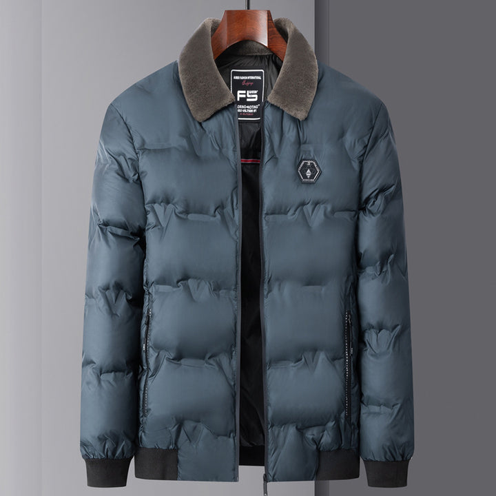Men's quilted thermal jacket with faux fur collar windproof water-repellent and multiple zippered pockets Mune Fashion