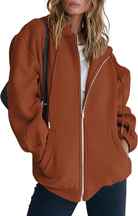 Women oversized hoodie jacket with full zip and kangaroo pockets Mune Fashion