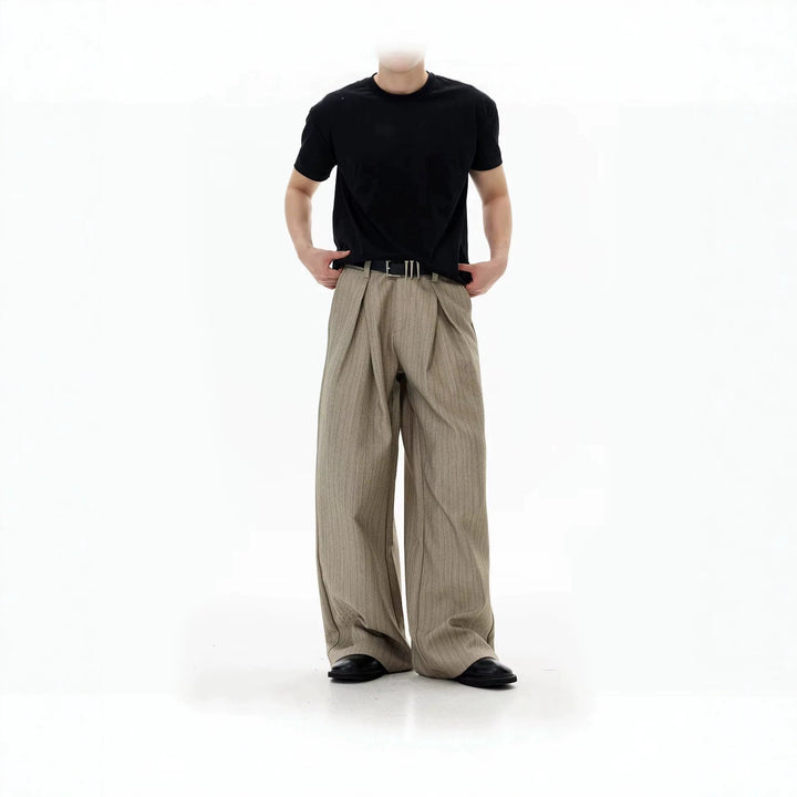 Women's Elegant and Wide High-Waisted Trousers with Pleats