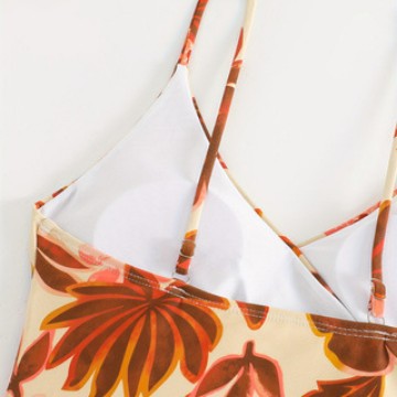 Women Elegant Flower Pattern One-Piece Swimsuit Mune Fashion