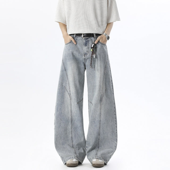 Men's Wide Baggy Jeans with High Waist, Extra Wide Leg, and Decorative Seams Mune Fashion