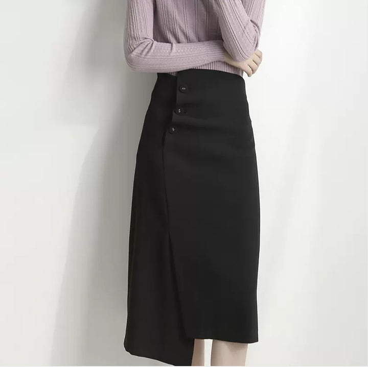 Ladies Elegant Pencil Skirt with Asymmetrical Cut Mune Fashion