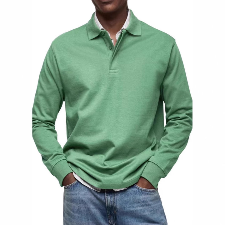Men's fine-knit polo shirt with long sleeves, ribbed cuffs and concealed button placket Mune Fashion