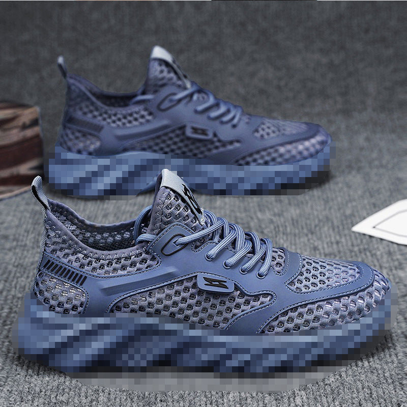 Men's Breathable Mesh Casual Sneakers with Textured Wave Platform Sole Mune Fashion
