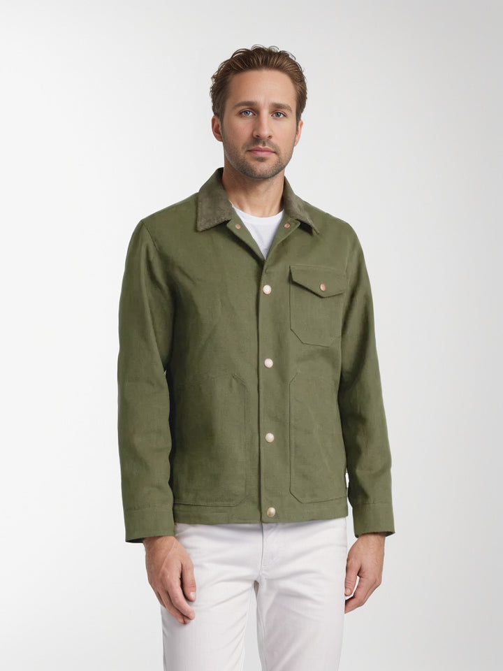 Men's Utility Overshirt made of heavy canvas with cord collar and snap button closure Mune Fashion