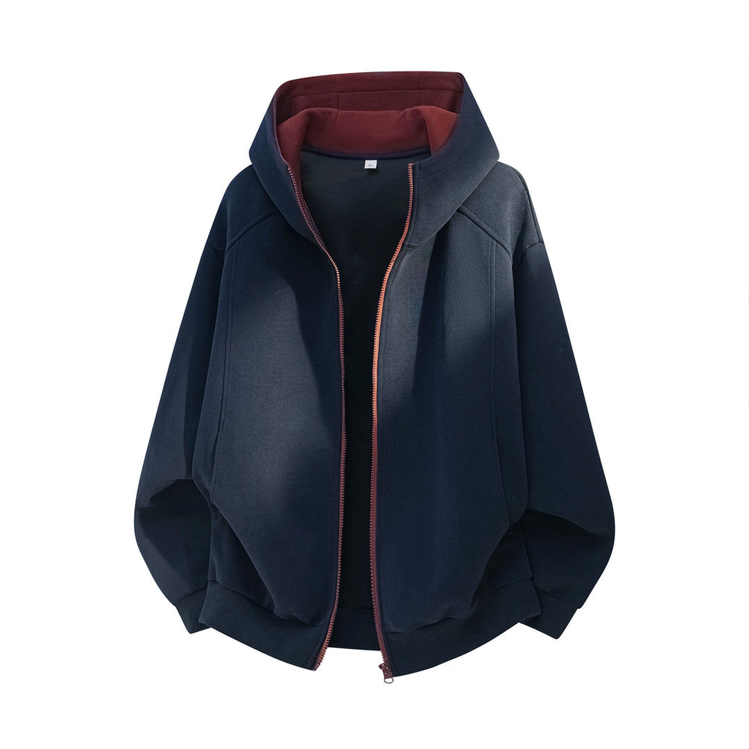 Unisex Oversize Hoodie Jacket made of soft sweat with zipper and contrasting hood lining Mune Fashion