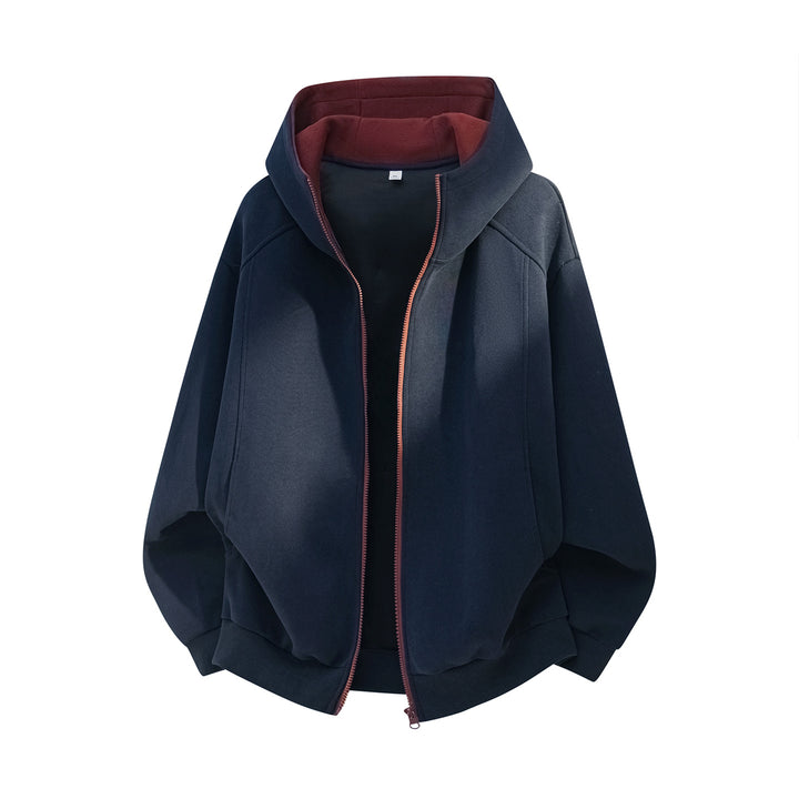Unisex Wide Hooded Jacket with Double-Layered Hood and Concealed Zipper Mune Fashion