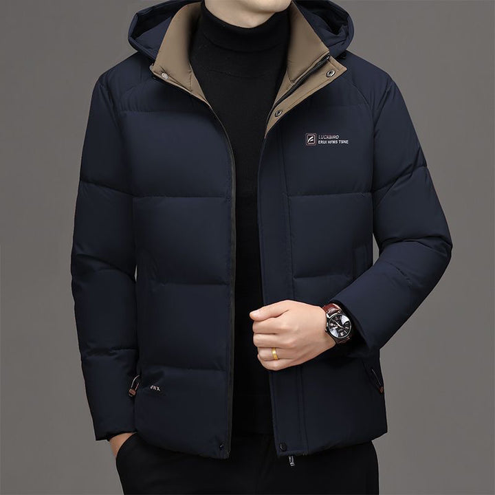 Men's padded stand-up collar jacket with water-repellent surface and zippered pockets Mune Fashion