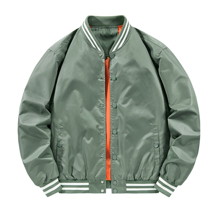 Men's Light Windproof Bomber with Striped Ribbed Cuffs and Contrasting Inner Lining Mune Fashion