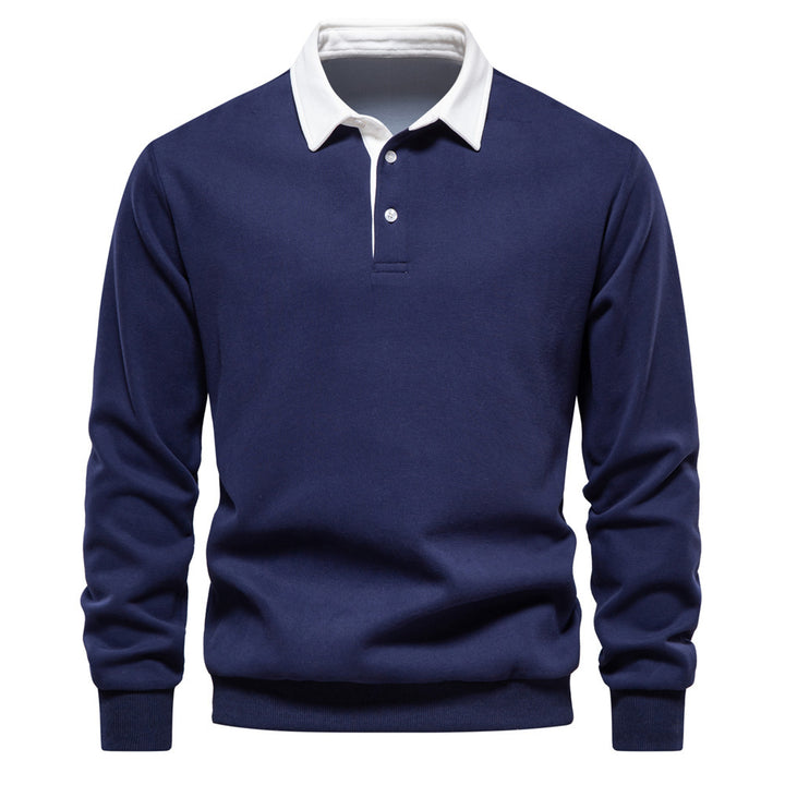 Men's elegant long sleeve polo shirt with contrast collar Mune Fashion