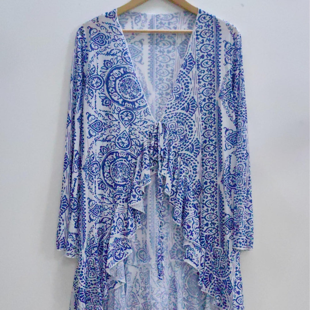 Women airy beach kimono with floral pattern Mune Fashion