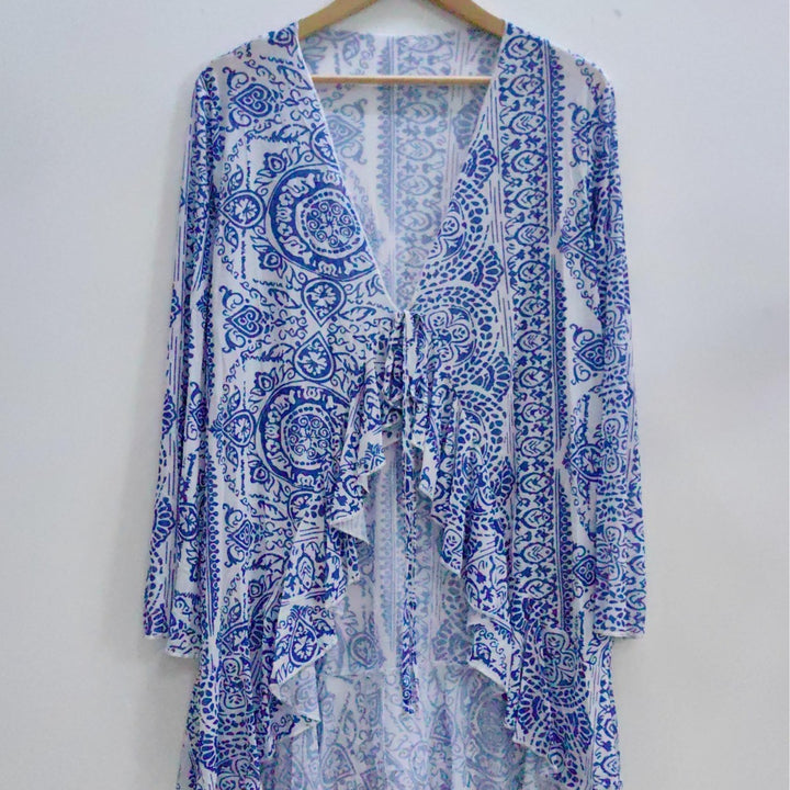 Women airy beach kimono with floral pattern Mune Fashion