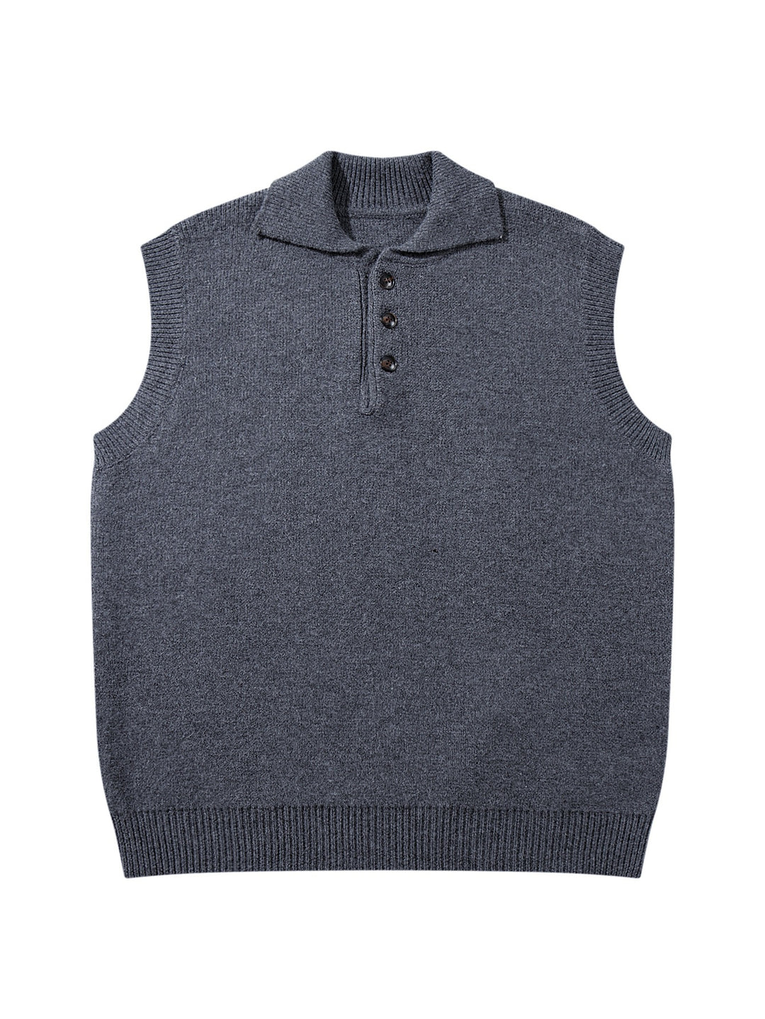 Unisex Sleeveless Knitted Vest with Polo Collar and Button Placket Mune Fashion