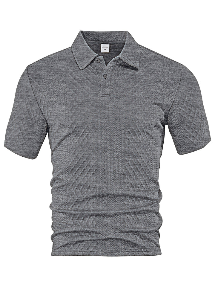 Men's textured jacquard polo shirt short sleeves slim fit with polo collar Mune Fashion