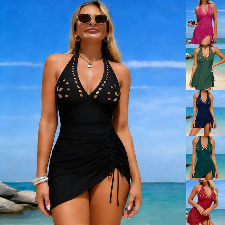 Women’s one-piece swimsuit with adjustable wrap design and fashionable neckline Mune Fashion