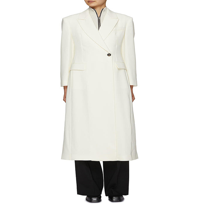 Women floor-length tailored blazer-coat with structured tailoring silhouette Mune Fashion