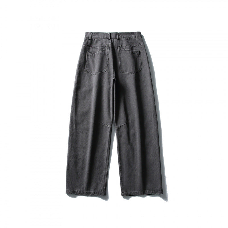 Men's Wide Utility Pants in Workwear Look with Knee Patches and Straight Leg Mune Fashion